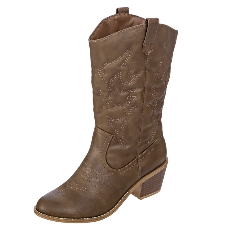 Charles Albert Womens Boot Embroidered Modern Western Cowboy, Mocha (11) Cowboy Style_Mocha_11 - Image 3